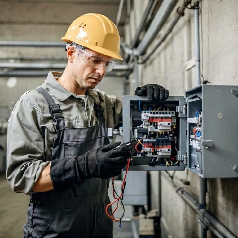 Personne intervenant sur un boitier électrique
